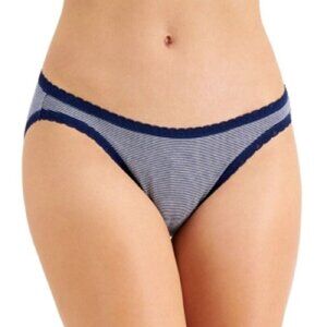 NWT Jenni Women’s Lace Trim Bikini Underwear Thin Stripe Navy